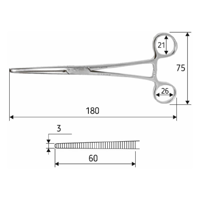Затискач судинний Rochester-Pean, 18 cм, прямий, J-17-103, Surgicon.